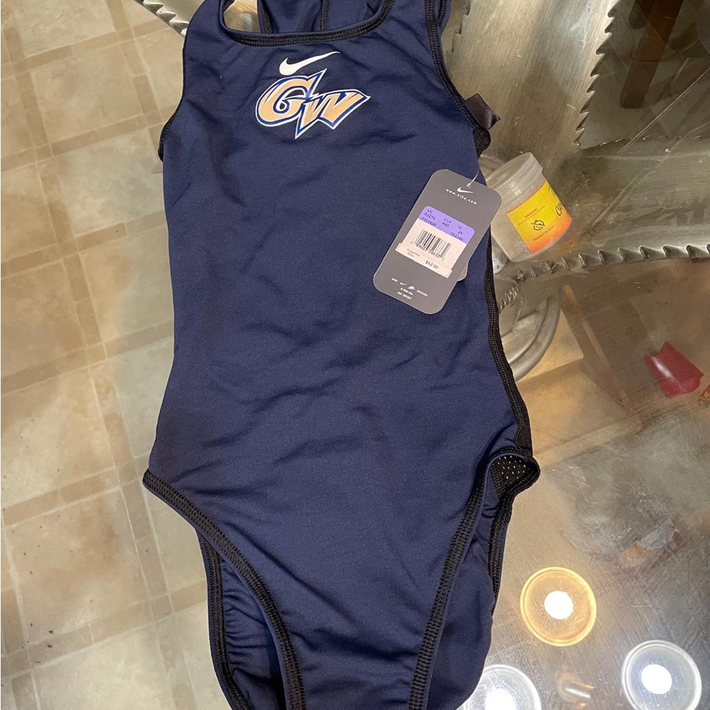 Nike Blue and White One-Piece Swimsuit
